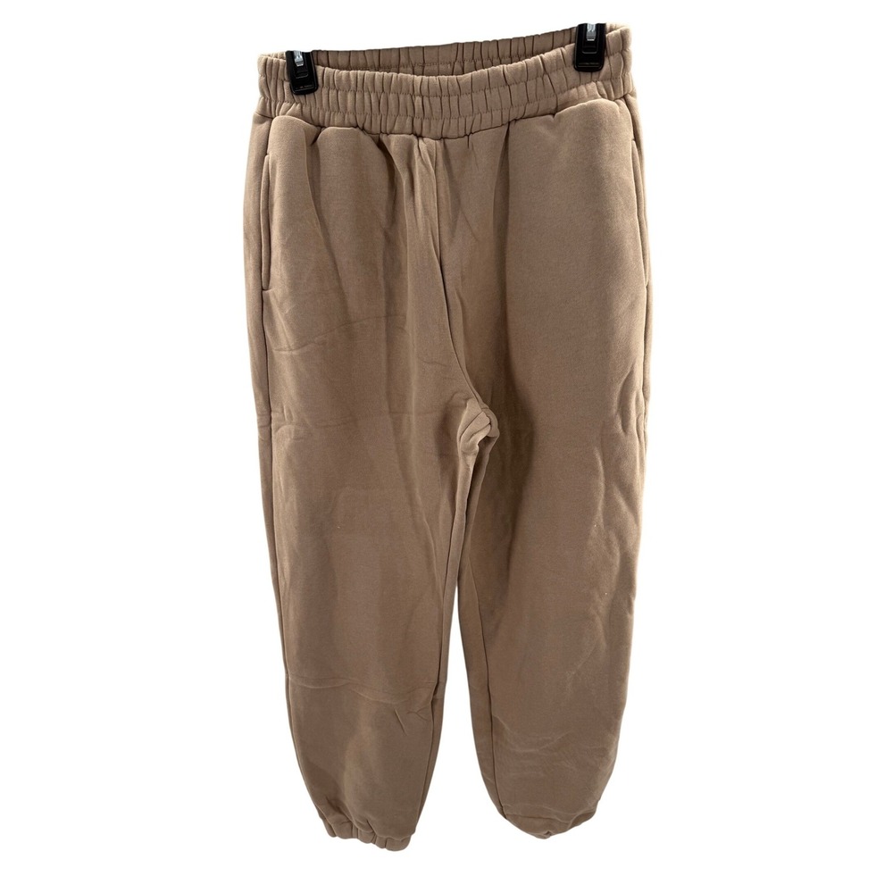 Comfrt Travel Essentials Sweatpants Latte Tan Heavyweight Joggers Small NEW